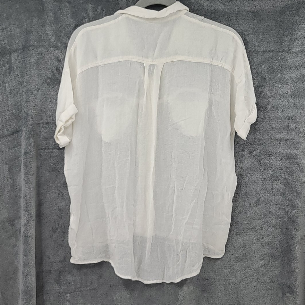 Maje size 1 white gauzy pocket front button down - Picture 3 of 7